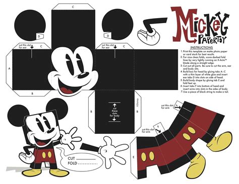 Mickey Foldable Papercraft Paper Toys Template Paper Toy Disney