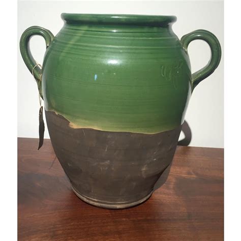 Can has colorful picture on both sides. Antique Italian Olive Oil Jar | Chairish