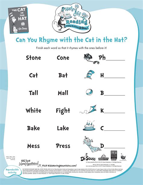 Dr Seuss Cat In The Hat Worksheets