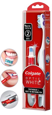 This is my opinion on the colgate optic white toothbrush and whitening pen, please like it and tell me what other. Colgate Optic White® | Teeth-Whitening Toothbrushes