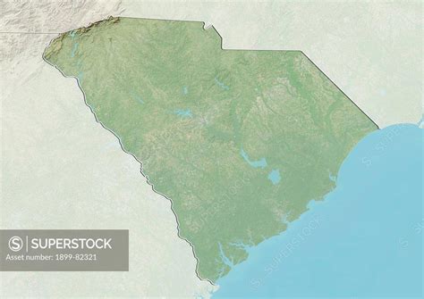 Relief Map Of The State Of South Carolina United States This Image