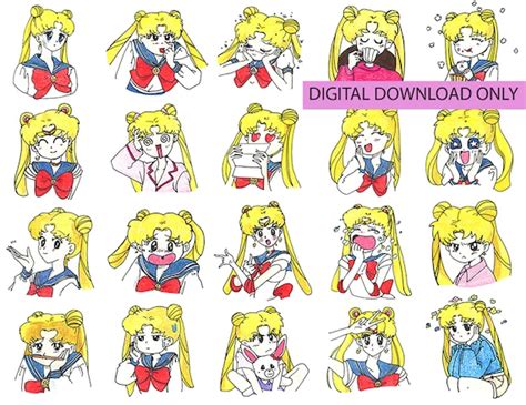 Sailor Moon Sticker Png File 300 Dpi Bullet Journal Emoji Etsy