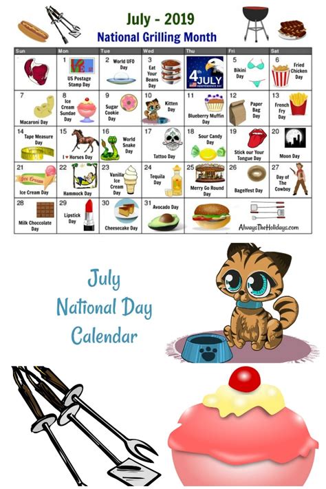 July National Day Calendar Free Printable