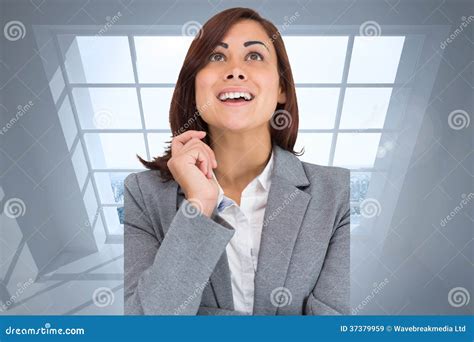 Composite Image Of Smiling Thoughtful Businesswoman Stock Image Image