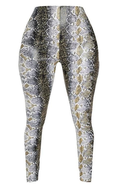 Black Snakeskin Faux Leather Pants Prettylittlething Usa