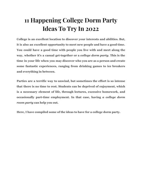 Ppt 11 Happening College Dorm Party Ideas To Try In 2022 Powerpoint Presentation Id11383441