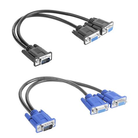 Vga Splitter Cable 1 Computer To Dual 2 Monitor Male To Female Adapter