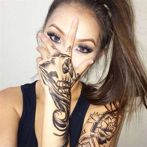 ♔queenssandkingss♔ skull hand tattoo beauty tattoos face tattoos