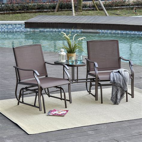 It boasts a modern/contemporary design all the while, gving you a place to rest your bones! Outsunny 2-Person Outdoor Sling Fabric Double Glider ...