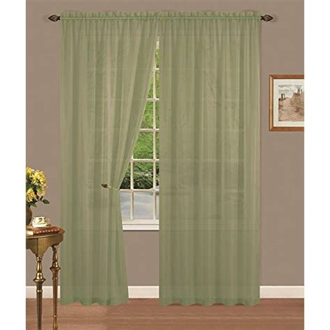 Set Of 4 Sheer Voile Curtain Panels Sage Green 56 Wide X 84 Long