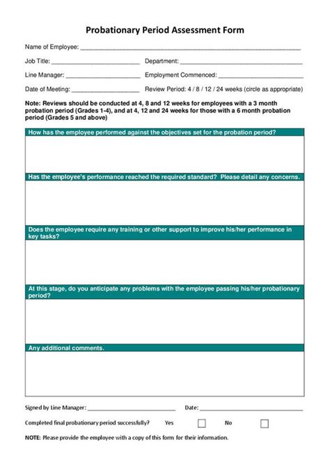 Probationary Period Assessment Form Printable Microsoft Etsy