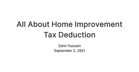 All About Home Improvement Tax Deduction Teletype