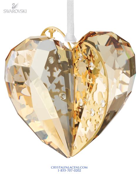 1140006 Swarovski Christmas Ornament Heart Crystal Golden Shadow