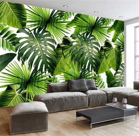 Custom 3d Mural Wallpaper Southeast Asia Tropical Rainforest Banana Leaf Photo Tv Background