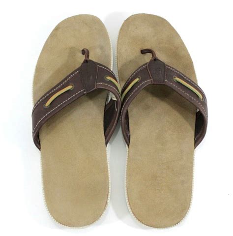 sperry top sider size 14 flip flops sandals thongs brown suede leather men s sperrytopsider