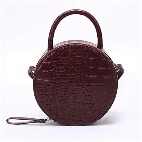 buy brand crocodile pattern women handbag leather small round bag designer