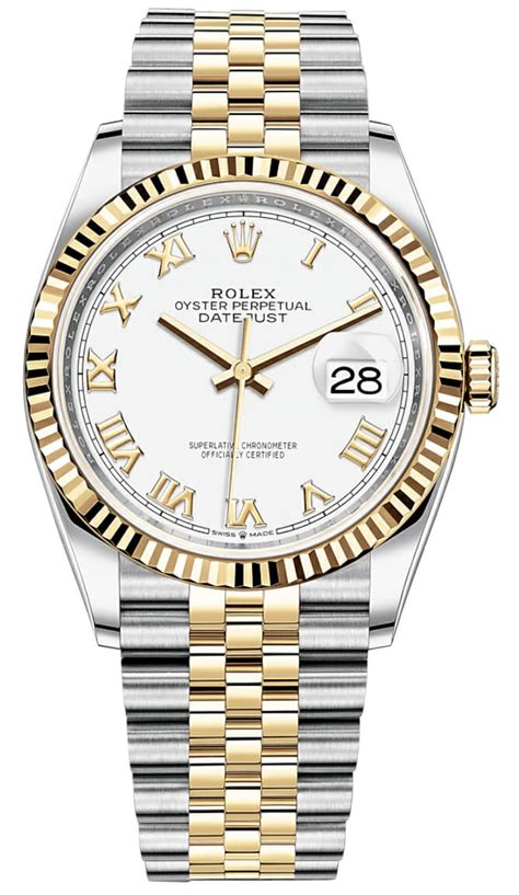 Rolex Datejust 36 Two Tone White Roman Dial 126233