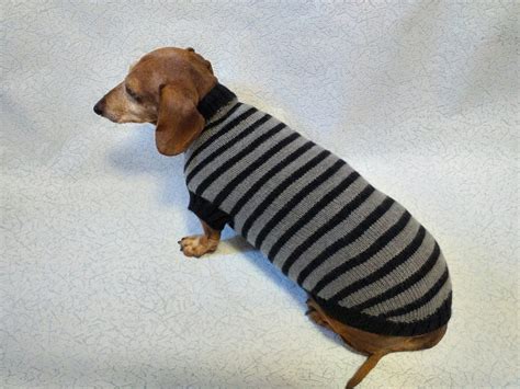 Knitted Striped Sweater For Dachshund Or Small Dog Dachshundknit Knit