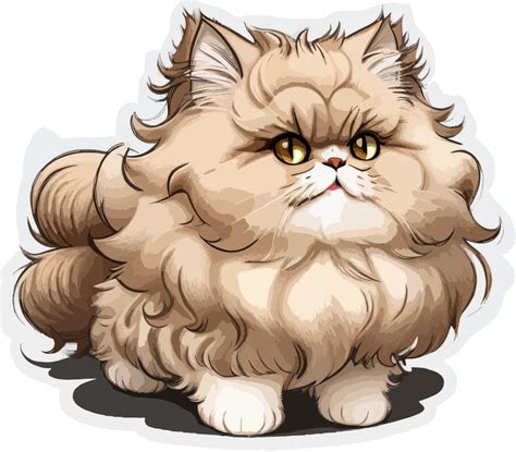 fluffy brown persian cat sticker with ai generative 26792740 png