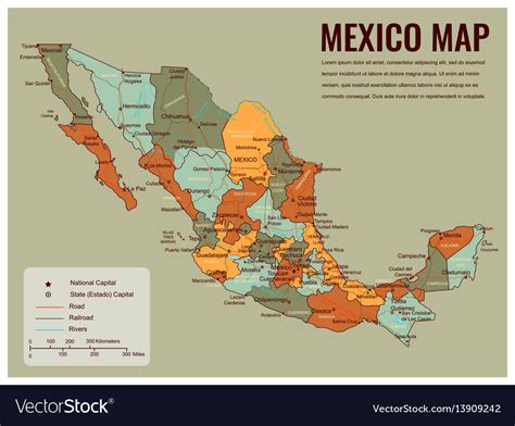Mexico Map With Selectable Territories Royalty Free Vector