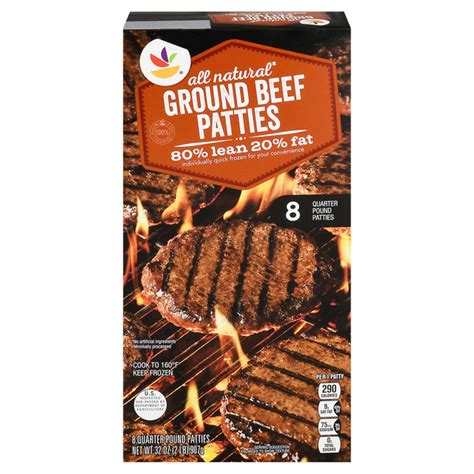 Save On Giant Ground Beef Patties 80 Lean 14 Lb Ea 8 Ct Frozen Order Online Delivery Giant