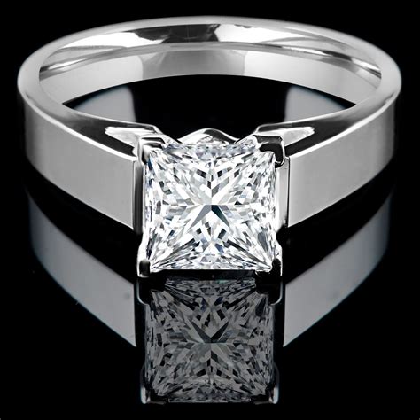 Princess Cut Diamond Solitaire Cathedral Set 4 Prong Engagement Ring In White Gold 323lp W