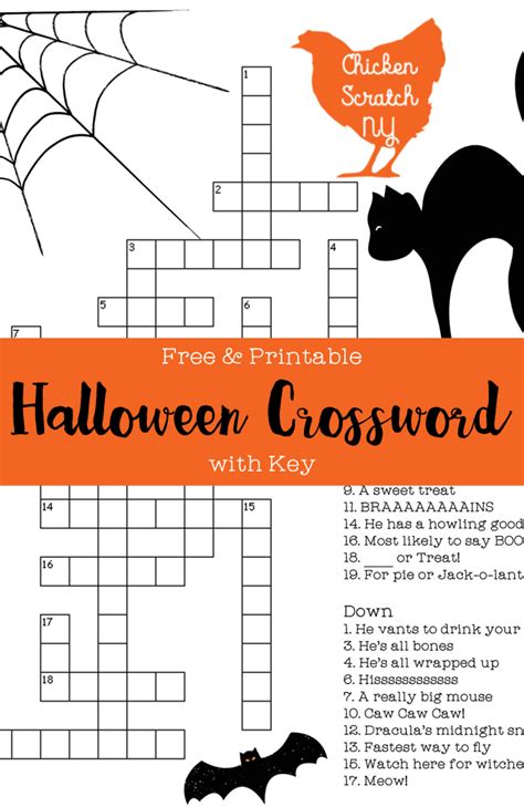 Free And Printable Halloween Crossword Puzzle With Key