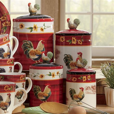 Rooster Canister Set Montgomery Ward Rooster Kitchen Decor Rooster