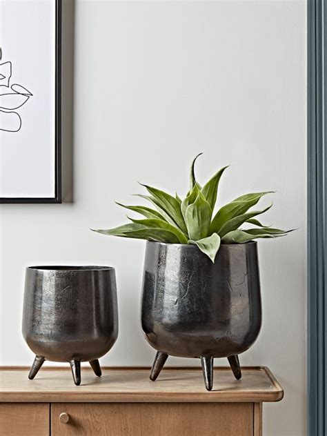 Two Textured Standing Planters - Black | Indoor flower pots, Indoor plant pots, Indoor plants
