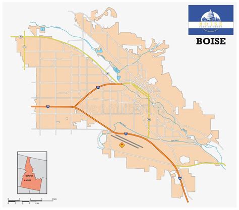 Simple Street Map Of The City Of Boise Idaho United States Stock