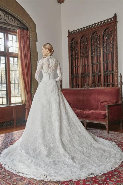 Long Sleeve Lace Collar Neckline Ball Gown Wedding Dress Kleinfeld Bridal