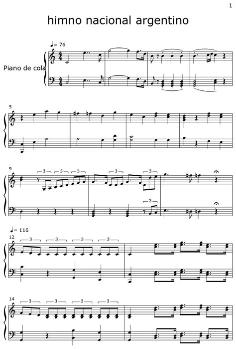 Himno Nacional Argentino Sheet Music For Piano