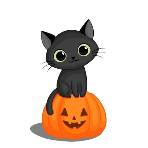 Premium Vector Black Cat On A Halloween Pumpkin