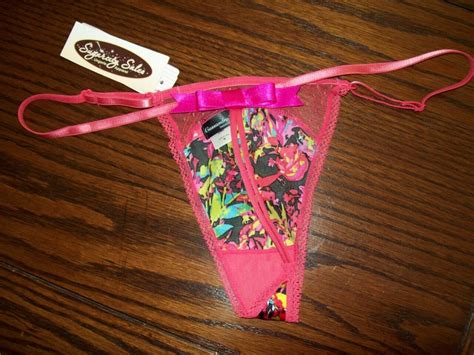 Nwt Cassandra Satin Adjustable Side G String Thong Panties W Bow 52805