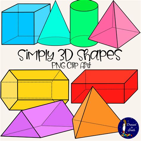 Simply 3 D Shapes Clip Art Includesconecubecylinderhexagonal