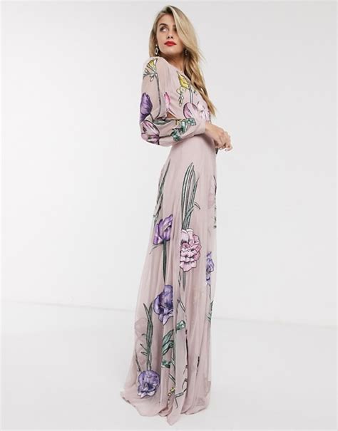 Asos Edition Maxi Dress With Cut Out Back And Oversized Floral