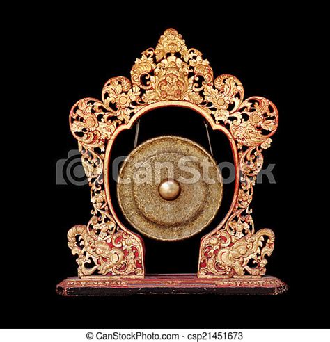 Vintage Musical Instrument Traditional Balinese Gong Isolated On A
