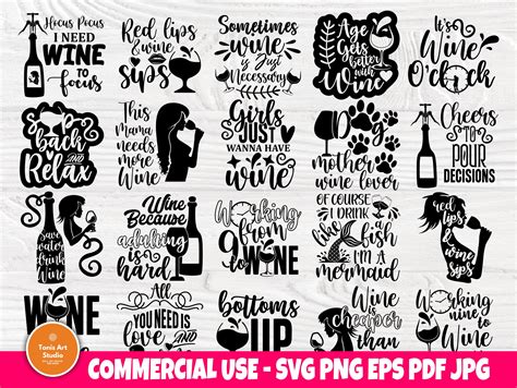 Drinking Svg Bundle Wine Quotes Svg Graphic By Tonisartstudio