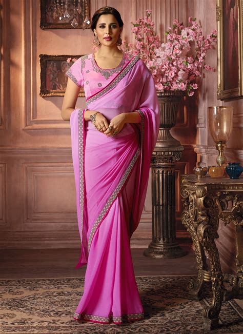 Bright Pink Shaded Silk Saree Sarees Designer Collection