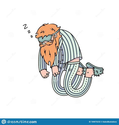 Sleeping Man In Pajama Stock Vector Illustration Of White 169075232