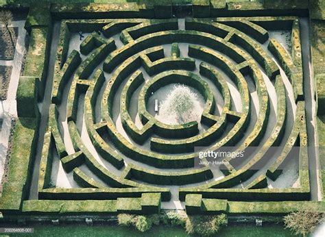 England Derbyshire Chatsworth Hedge Maze Aerial View Labyrinth
