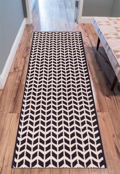 Chevron Black Runner Rug Carpet