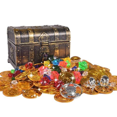 Plastic Gold Treasure Coins Captain Pirate Party Chest Child Toy Fruugo Uk