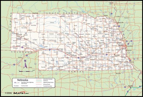 Printable State Map Of Nebraska