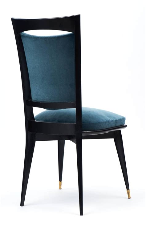 Dining chairs with curved backs or quilted backs, or luxurious chairs with brass legs. Mid-Century Modern Period Set of Six Teal Velvet Dining ...