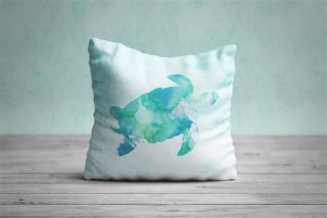 Sea Turtle Pillow Case Nautical Home Decor Beach Art Nursery Art
