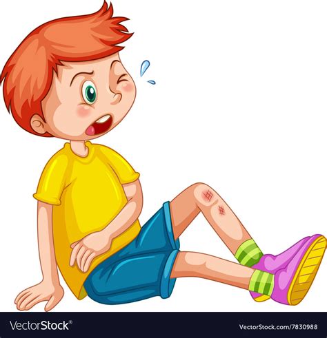 Boy With Wounds On His Leg Royalty Free Vector Image