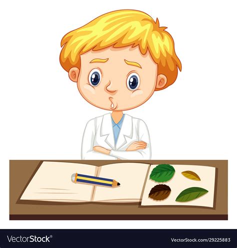 Scientist Writing Notes On Table Royalty Free Vector Image