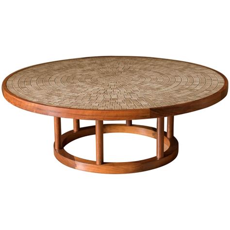Get 5% in rewards with club o! Vintage Martz Ceramic Tile and Walnut Pedestal Coffee Table at 1stdibs