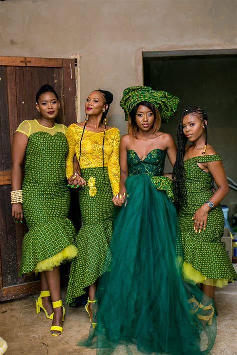 Sotho Wedding With The Bride In Green Seshweshwe African Traditional Wedding Dress African